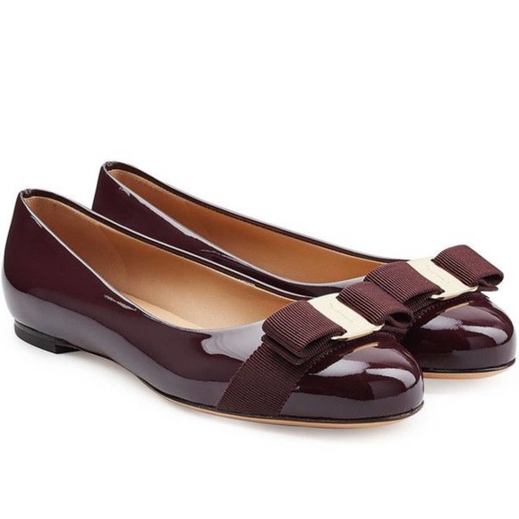 Salvatore Feragamo Varina Patent Leather Ballet Flat Shoes Size 10 Black - Picture 8 of 9